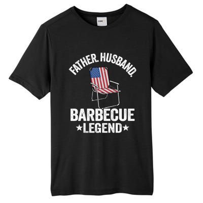 Father Husband Barbecue Legend Grillfather American Flag Bbq Meaningful Gift Tall Fusion ChromaSoft Performance T-Shirt