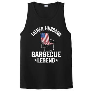 Father Husband Barbecue Legend Grillfather American Flag Bbq Meaningful Gift PosiCharge Competitor Tank