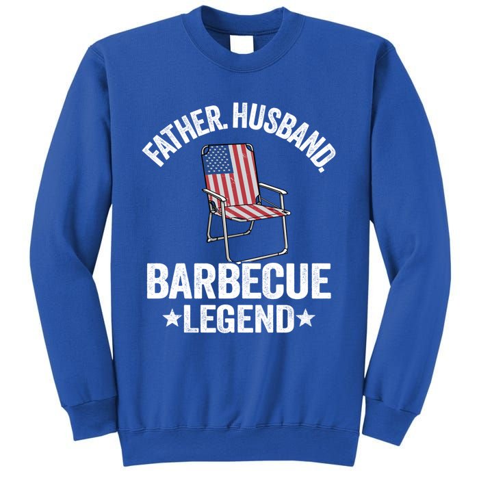 Father Husband Barbecue Legend Grillfather American Flag Bbq Meaningful Gift Sweatshirt