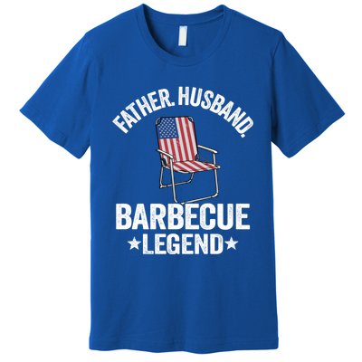 Father Husband Barbecue Legend Grillfather American Flag Bbq Meaningful Gift Premium T-Shirt