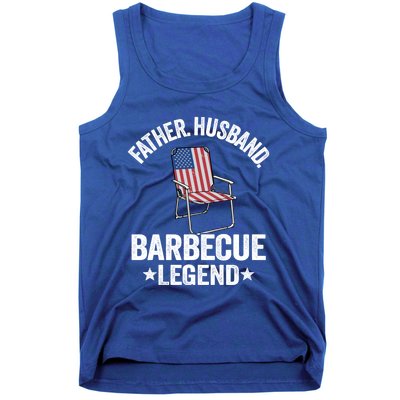 Father Husband Barbecue Legend Grillfather American Flag Bbq Meaningful Gift Tank Top