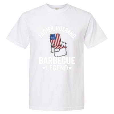 Father Husband Barbecue Legend Grillfather American Flag Bbq Meaningful Gift Garment-Dyed Heavyweight T-Shirt