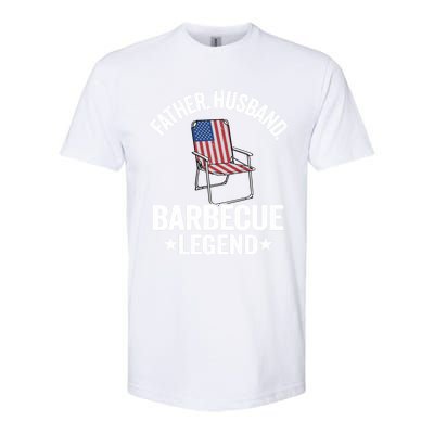 Father Husband Barbecue Legend Grillfather American Flag Bbq Meaningful Gift Softstyle CVC T-Shirt