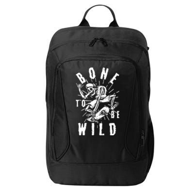 Funny Halloween Bone To Be Wild Skateboarding Skeleton City Backpack