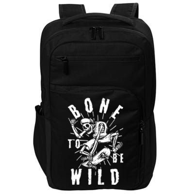 Funny Halloween Bone To Be Wild Skateboarding Skeleton Impact Tech Backpack