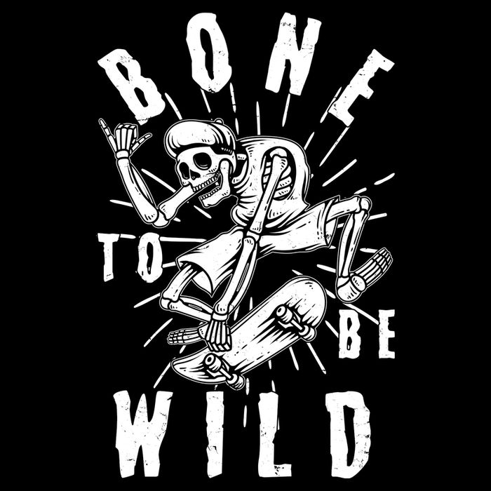 Funny Halloween Bone To Be Wild Skateboarding Skeleton Zip Tote Bag