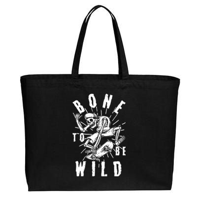 Funny Halloween Bone To Be Wild Skateboarding Skeleton Cotton Canvas Jumbo Tote