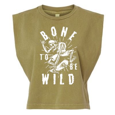 Funny Halloween Bone To Be Wild Skateboarding Skeleton Garment-Dyed Women's Muscle Tee