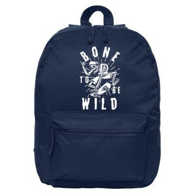 Funny Halloween Bone To Be Wild Skateboarding Skeleton 16 in Basic Backpack