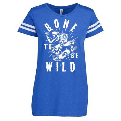 Funny Halloween Bone To Be Wild Skateboarding Skeleton Enza Ladies Jersey Football T-Shirt