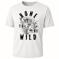 Funny Halloween Bone To Be Wild Skateboarding Skeleton Cooling Performance Crew T-Shirt