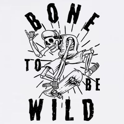 Funny Halloween Bone To Be Wild Skateboarding Skeleton T-Shirt