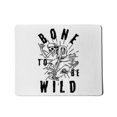 Funny Halloween Bone To Be Wild Skateboarding Skeleton Mousepad