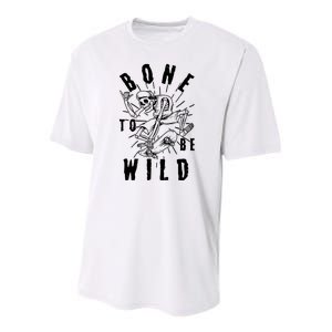 Funny Halloween Bone To Be Wild Skateboarding Skeleton Youth Performance Sprint T-Shirt