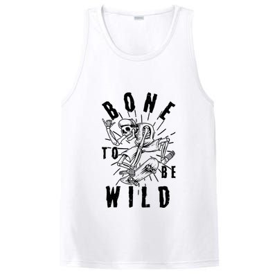 Funny Halloween Bone To Be Wild Skateboarding Skeleton PosiCharge Competitor Tank