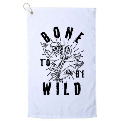 Funny Halloween Bone To Be Wild Skateboarding Skeleton Golf Towel