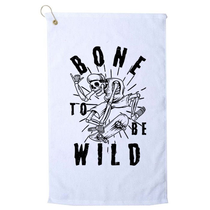 Funny Halloween Bone To Be Wild Skateboarding Skeleton Golf Towel