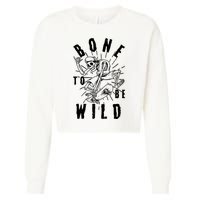 Funny Halloween Bone To Be Wild Skateboarding Skeleton Cropped Pullover Crew