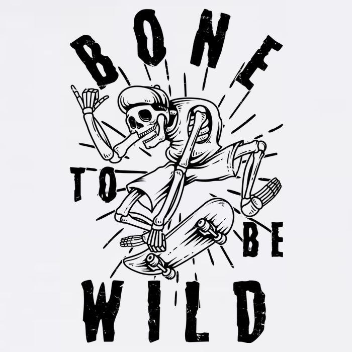 Funny Halloween Bone To Be Wild Skateboarding Skeleton Cropped Pullover Crew