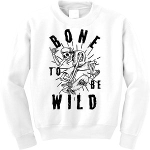 Funny Halloween Bone To Be Wild Skateboarding Skeleton Kids Sweatshirt