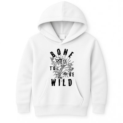 Funny Halloween Bone To Be Wild Skateboarding Skeleton Kids Hoodie