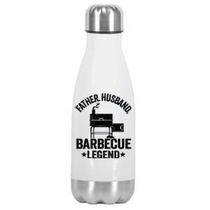 Father Husband Barbecue Legend Grillfather Smoking Meat Bbq Gift Stainless Steel Insulated Water Bottle