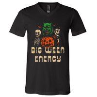 Funny Halloween Big Ween Energy V-Neck T-Shirt