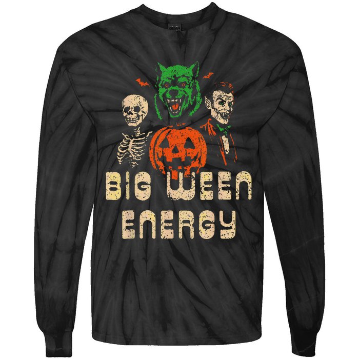 Funny Halloween Big Ween Energy Tie-Dye Long Sleeve Shirt