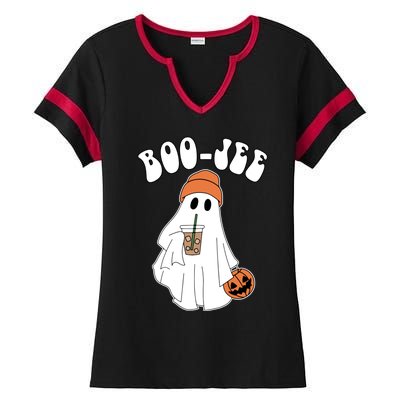 Funny Halloween Boo Jee Ghost Ing Coffee Cool Gift Ladies Halftime Notch Neck Tee