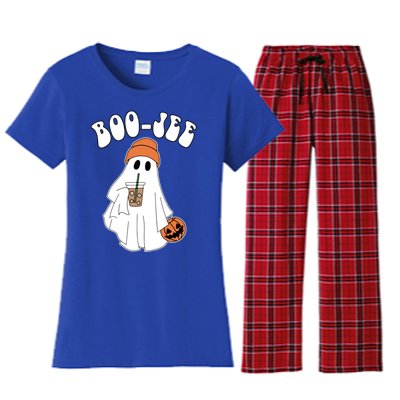 Funny Halloween Boo Jee Ghost Ing Coffee Cool Gift Women's Flannel Pajama Set