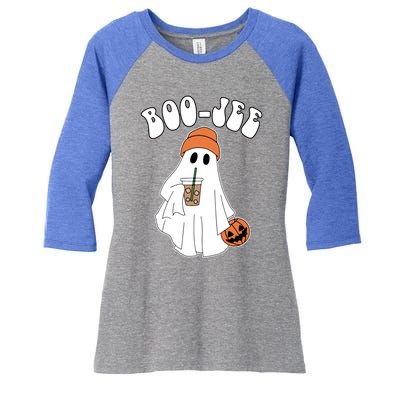 Funny Halloween Boo Jee Ghost Ing Coffee Cool Gift Women's Tri-Blend 3/4-Sleeve Raglan Shirt