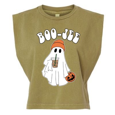 Funny Halloween Boo Jee Ghost Ing Coffee Cool Gift Garment-Dyed Women's Muscle Tee