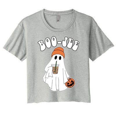 Funny Halloween Boo Jee Ghost Ing Coffee Cool Gift Women's Crop Top Tee