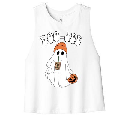 Funny Halloween Boo Jee Ghost Ing Coffee Cool Gift Women's Racerback Cropped Tank