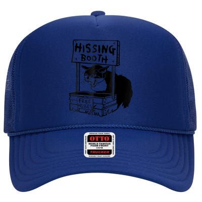 Funny Hissing Booth Kitten Kitty Cat Furmom Furdad High Crown Mesh Back Trucker Hat