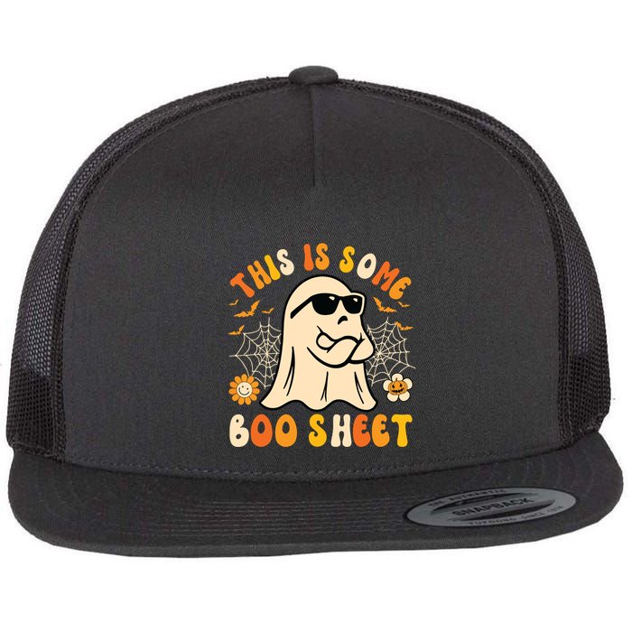 Funny Halloween Boo Ghost Costume This Is Some Boo Sheet Flat Bill Trucker Hat
