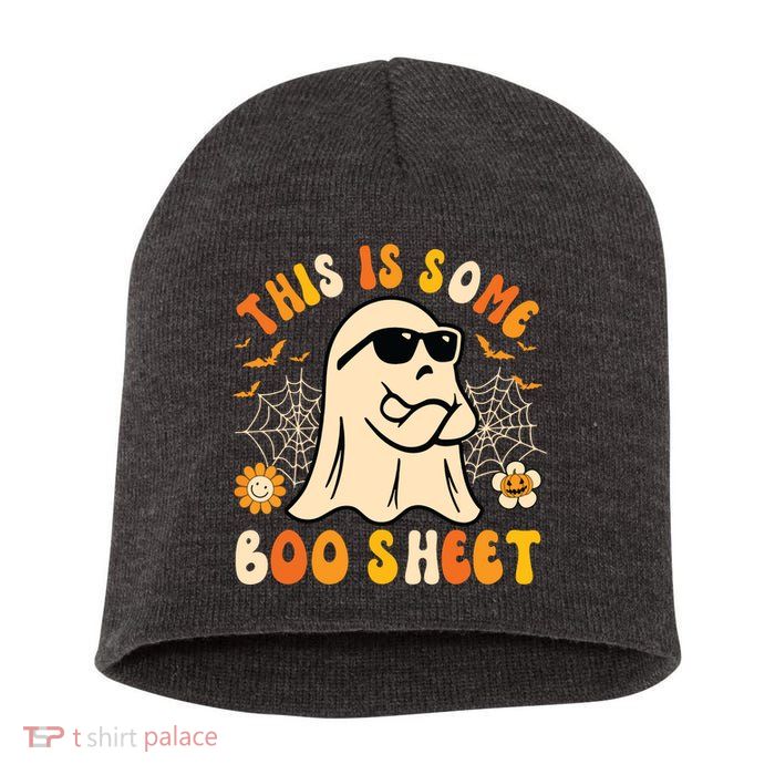 Funny Halloween Boo Ghost Costume This Is Some Boo Sheet Short Acrylic Beanie