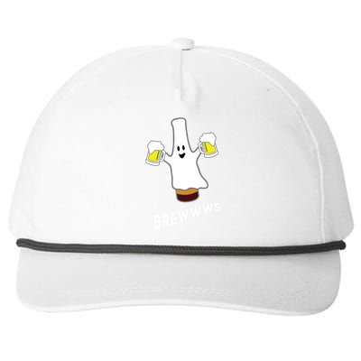 Funny Halloween Beer Bottle Mug Pub Crawl Ghost Snapback Five-Panel Rope Hat