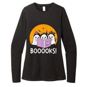 Funny Halloween Booooks! Cute Ghost Reading Library Books Womens CVC Long Sleeve Shirt