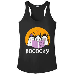 Funny Halloween Booooks! Cute Ghost Reading Library Books Ladies PosiCharge Competitor Racerback Tank