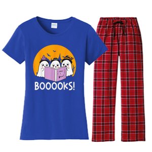 Funny Halloween Booooks! Cute Ghost Reading Library Books Women's Flannel Pajama Set