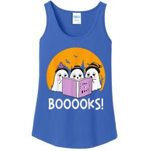 Funny Halloween Booooks! Cute Ghost Reading Library Books Ladies Essential Tank