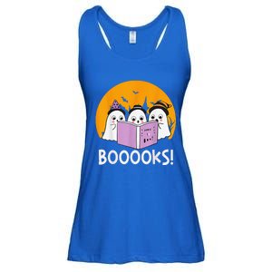 Funny Halloween Booooks! Cute Ghost Reading Library Books Ladies Essential Flowy Tank