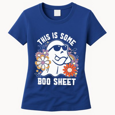 Funny Halloween Boo Ghost Costume This Is Some Boo Sheet Womens T-Shirt