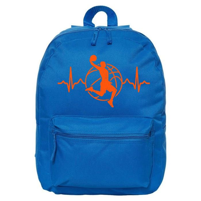 Funny Heartbeat Basketball Retro Dad Mom Son Great Gift 16 in Basic Backpack