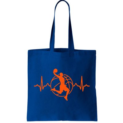 Funny Heartbeat Basketball Retro Dad Mom Son Great Gift Tote Bag