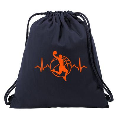 Funny Heartbeat Basketball Retro Dad Mom Son Great Gift Drawstring Bag