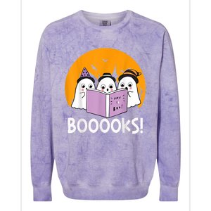 Funny Halloween Booooks! Cute Ghost Reading Library Books Gift Colorblast Crewneck Sweatshirt