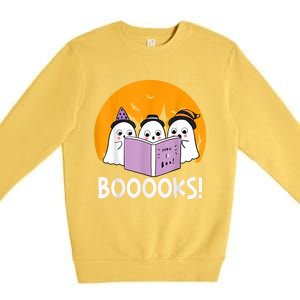 Funny Halloween Booooks! Cute Ghost Reading Library Books Gift Premium Crewneck Sweatshirt