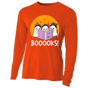 Funny Halloween Booooks! Cute Ghost Reading Library Books Gift Cooling Performance Long Sleeve Crew